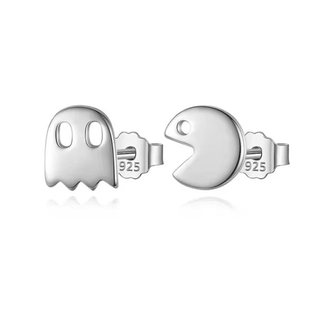 TrustDavis New Pac-Man Earrings 925 Sterling Silver